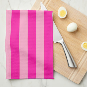 Vertical Stripes Hot Pink Tea Towel