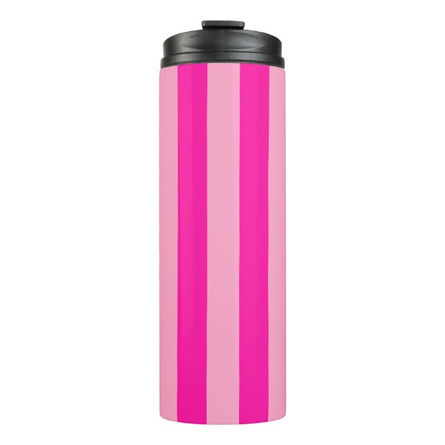 Vertical Stripes Hot Pink Thermal Tumbler (Front)