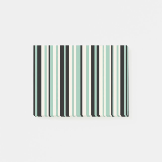 Vertical Stripes in Mint, Black, and Cream Post-it Notes (Front)