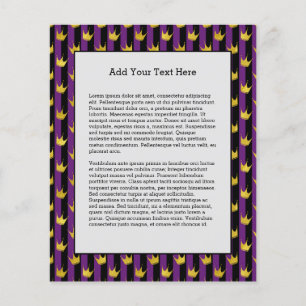 Vertical Stripes Mardi Gras Party Golden Crown Flyer