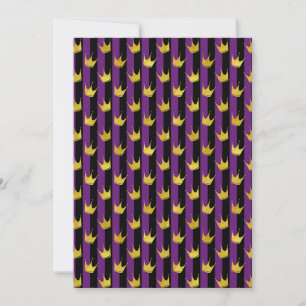 Vertical Stripes Mardi Gras Party Golden Crown Thank You Card