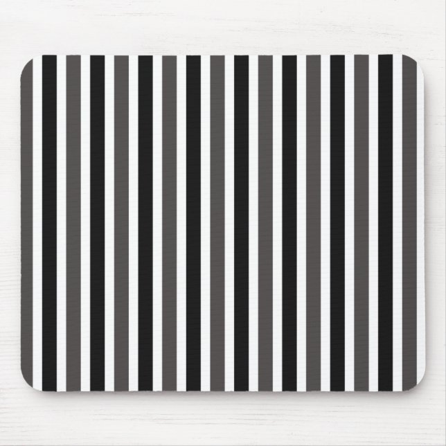 Vertical Stripes Mousepad, Black and Grey Mouse Mat (Front)