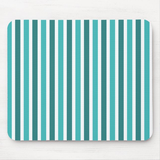 Vertical Stripes Mousepad, Turquoise Mouse Mat (Front)