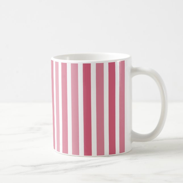 Vertical Stripes Mug, Pink Coffee Mug (Right)