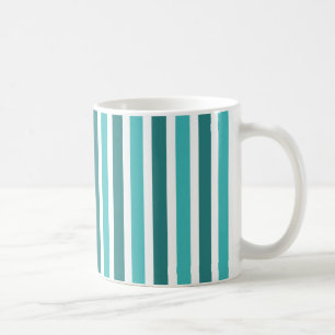 Vertical Stripes Mug, Turquoise Coffee Mug