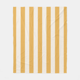 Vertical Stripes Mustard Yellow And White Striped Fleece Blanket
