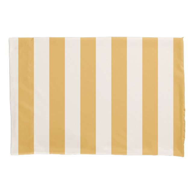 Vertical Stripes Mustard Yellow And White Striped Pillowcase (Front)