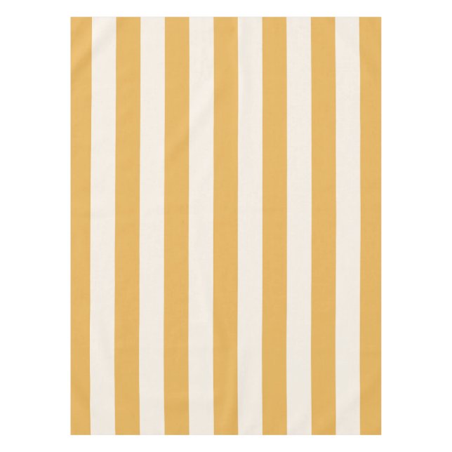 Vertical Stripes Mustard Yellow And White Striped Tablecloth (Front)