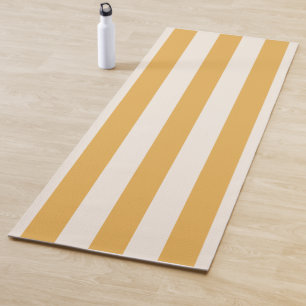 Vertical Stripes Mustard Yellow And White Striped Yoga Mat