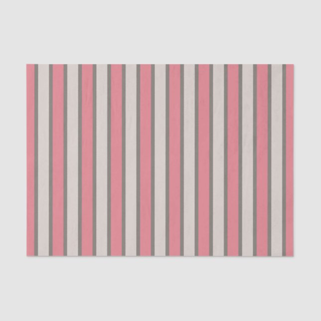 Vertical Stripes Pink and Grey Tissue Paper (Front)