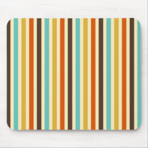 Vertical Stripes Retro Colours Blue Yellow Red Mouse Mat