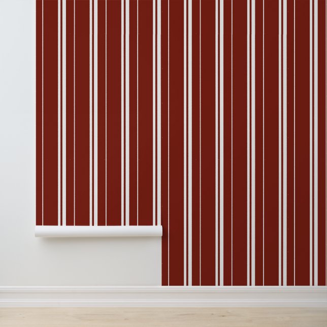 Vertical Stripes Rust and White Wallpaper (Application)