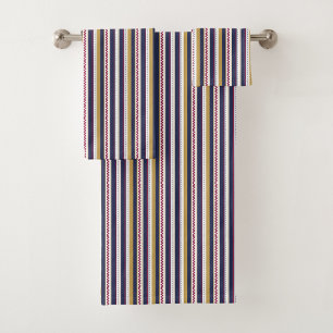 Vertical stripes towel set with a pattern of navy