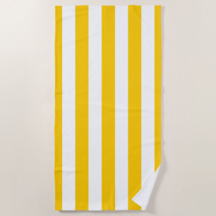 Vertical Stripes Yellow And White Striped Beach Towel
