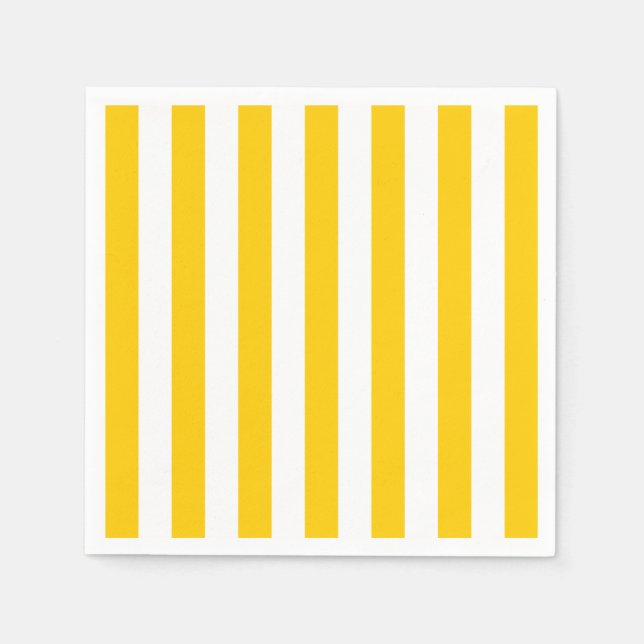 Vertical Stripes Yellow And White Striped Napkin (Front)