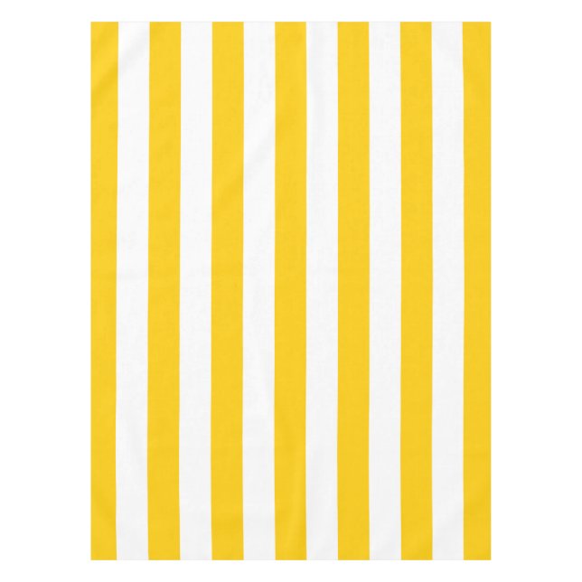 Vertical Stripes Yellow And White Striped Tablecloth (Front)