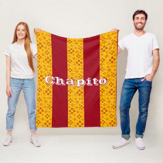 Vertical Stripes Zia Sun Red Yellow New Mexico  Fleece Blanket