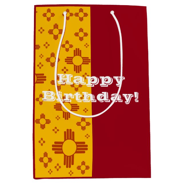 Vertical Stripes Zia Sun Red Yellow New Mexico  Medium Gift Bag (Front)