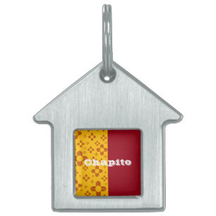 Vertical Stripes Zia Sun Red Yellow New Mexico  Pet ID Tag