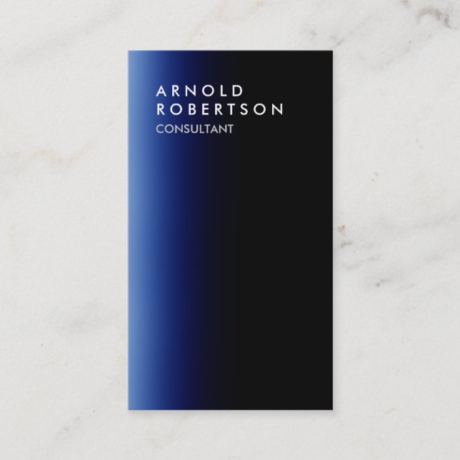 Vertical Stylish Blue Light Black Business Card (Front)