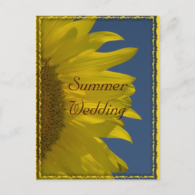 Vertical Sunflower Summer Wedding Save the Date Announcement Postcard (Front)