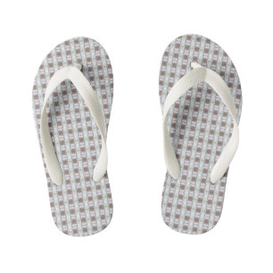 Vertical Tan Chain Blue Diamond B White Flip Flop