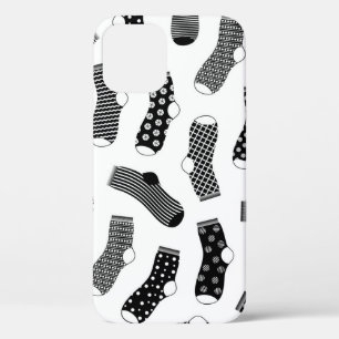 Vertical texture of striped and polka dot socks. B iPhone 12 Case