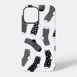 Vertical texture of striped and polka dot socks. B iPhone 12 Case