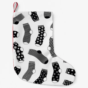 Vertical texture of striped and polka dot socks. B Small Christmas Stocking