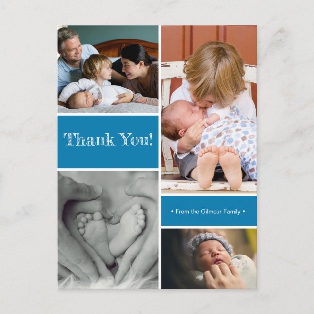 Vertical Thank you  second baby birth announcement Postcard (Front)