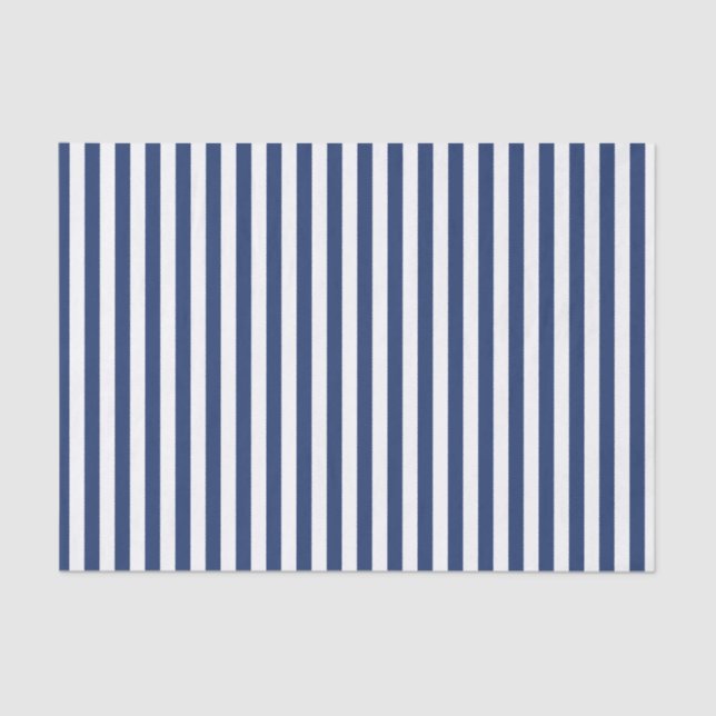Vertical Thin Navy Stripes Tissue Paper (Front)