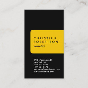 Vertical trend standard yellow black business card
