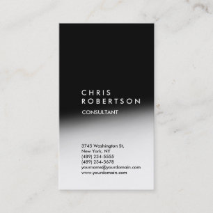 Vertical Trendy White Grey Black Business Card