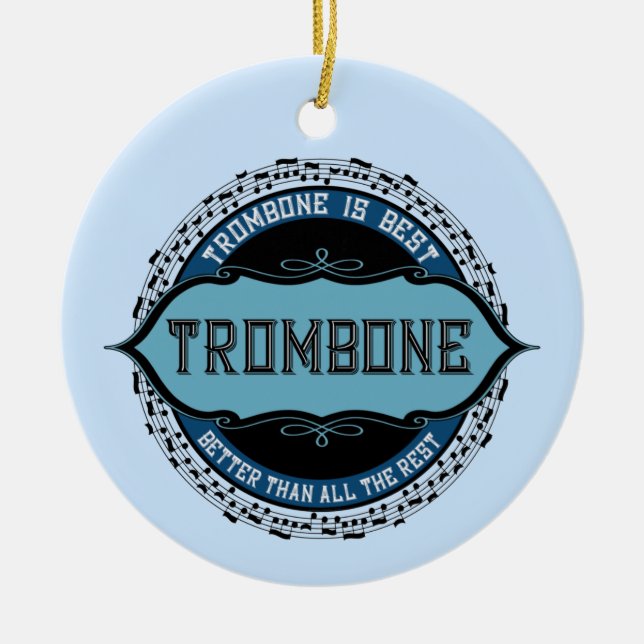 Vertical Trombone Ceramic Tree Decoration (Front)