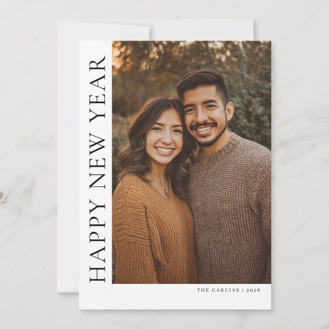 Vertical Type New Year Photo Holiday Card (Front)