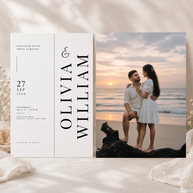 Vertical Typography Wedding Invitation with Photo (Creator Uploaded)