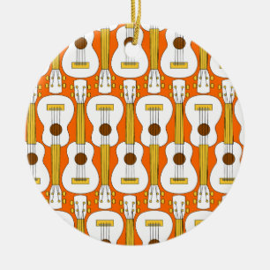 Vertical Ukulele Pattern  Ceramic Tree Decoration