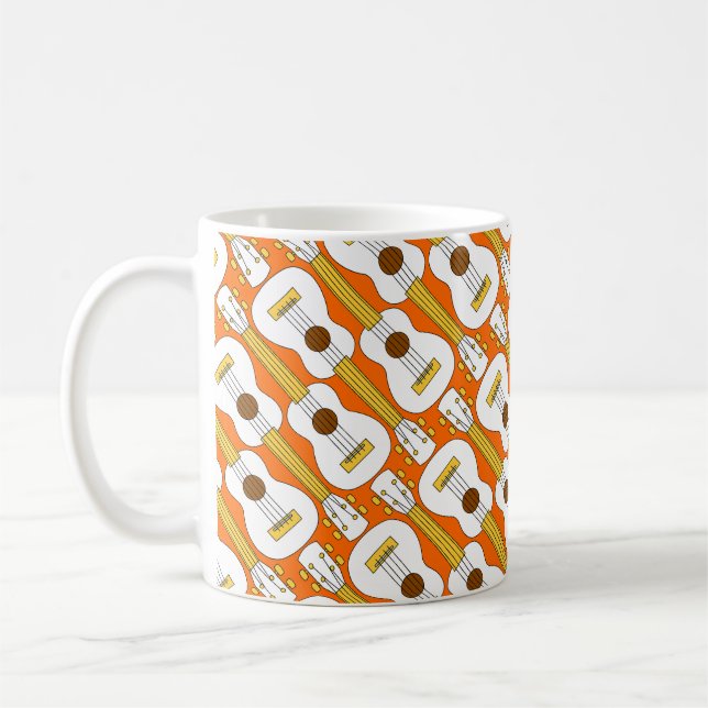 Vertical Ukulele Pattern Coffee Mug (Left)
