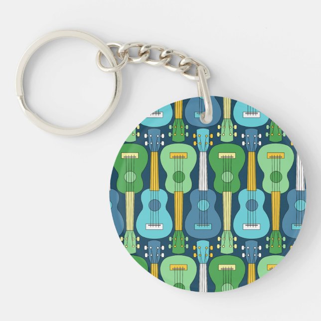 Vertical Ukulele Pattern  Key Ring (Front)