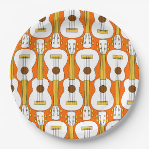 Vertical Ukulele Pattern Paper Plate