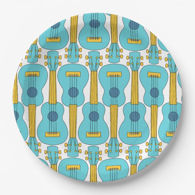 Vertical Ukulele Pattern Paper Plate (Front)
