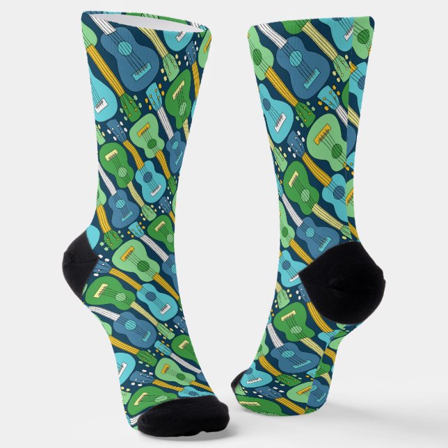 Vertical Ukulele Pattern  Socks (Angled)