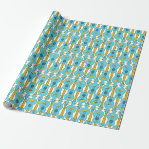 Vertical Ukulele Pattern Wrapping Paper