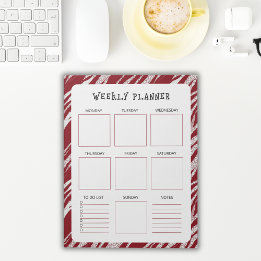 Vertical Undated Weekly Planner with Red Border Notepad