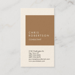 Vertical Unique Signature Cream Brown Modern Business Card