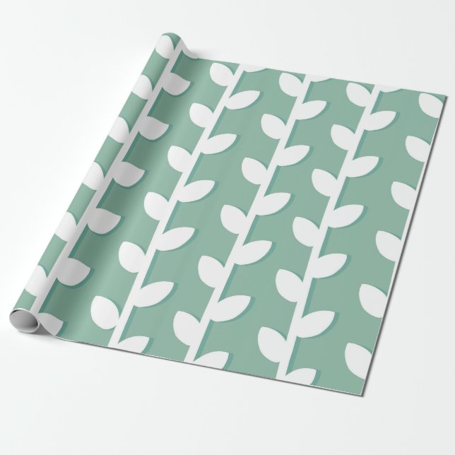 Vertical Vine Leaf Pattern Wrapping Paper (Unrolled)
