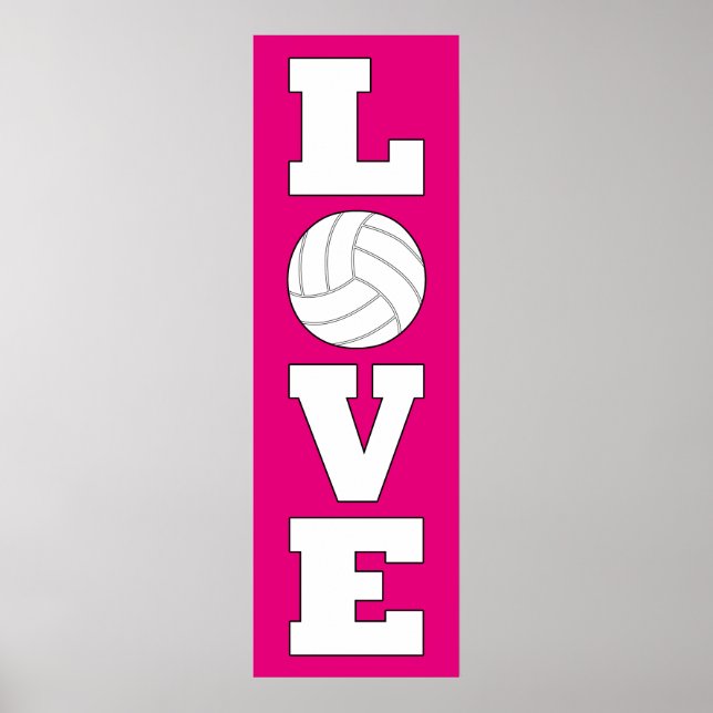 Vertical Volleyball Love Custom Colour Poster (Front)