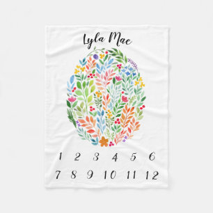 Vertical Watercolor Baby Girl Milestone Blanket