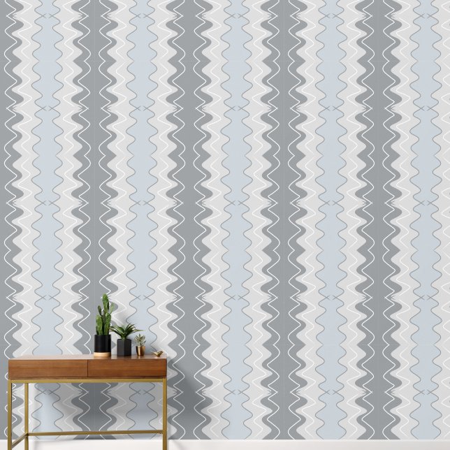Vertical wavy stripes, different shades of grey wallpaper (Hallway)