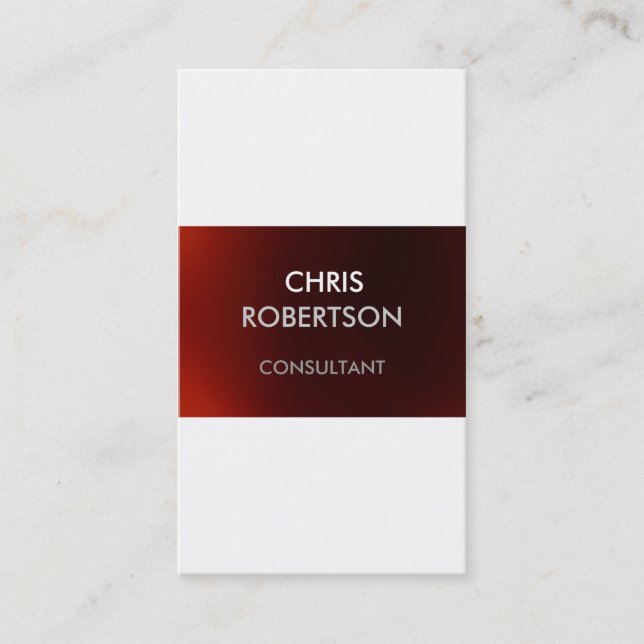 Vertical White Black Red Attractive Business Card (Front)